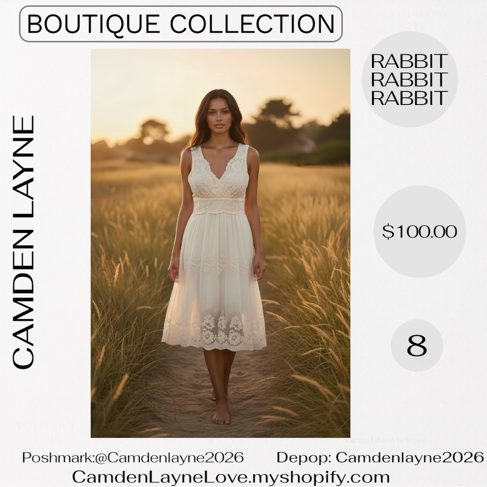 Rabbit Rabbit Rabbit Cream Lace MIDI Dress - Picture 9 of 14